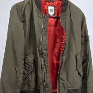 GAP Green Bomber Jacket with Red Lining